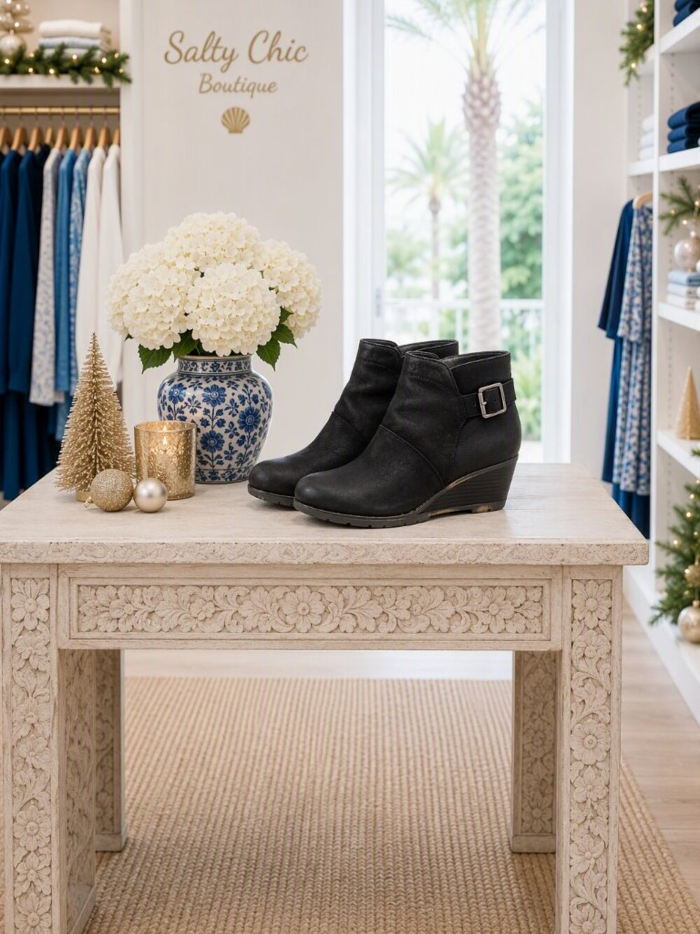Dansko Black Leather Wedge Ankle Boot with Buckle Detail